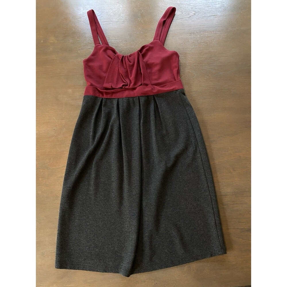 Ella Moss Dress Size Medium Burgundy & Gray Colorblock Front Twist Ruffle Detail - Picture 12 of 13